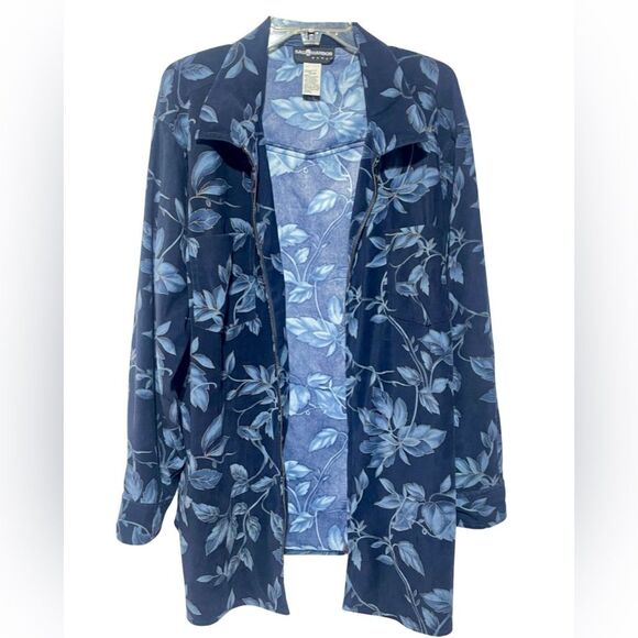 Vintage Blue Floral Print Shirt Mini Dress - Picture 5 of 13